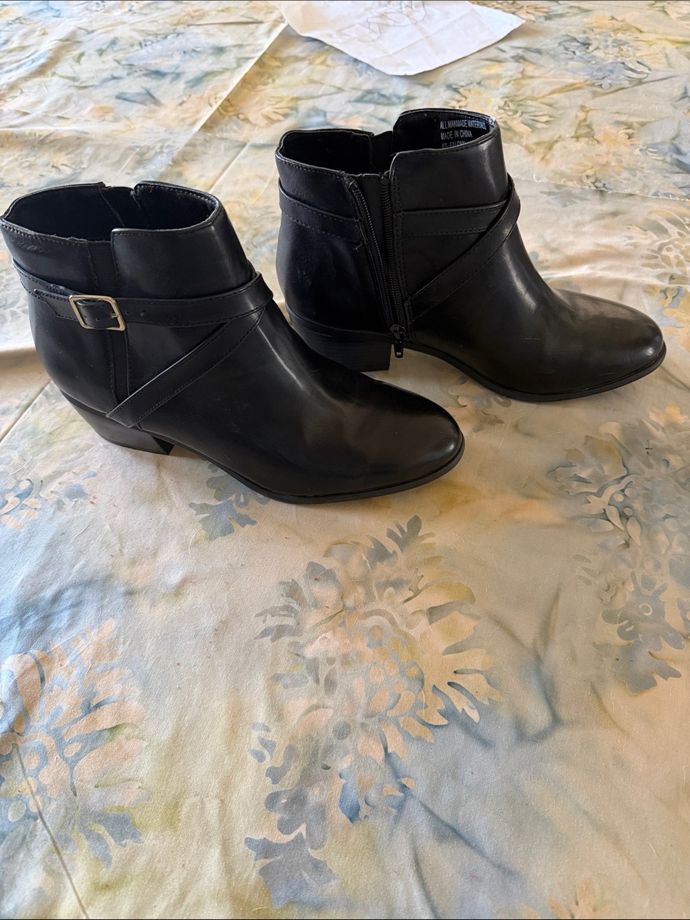 Kendra Scott Black Leather Ankle Booties with Side Buckle